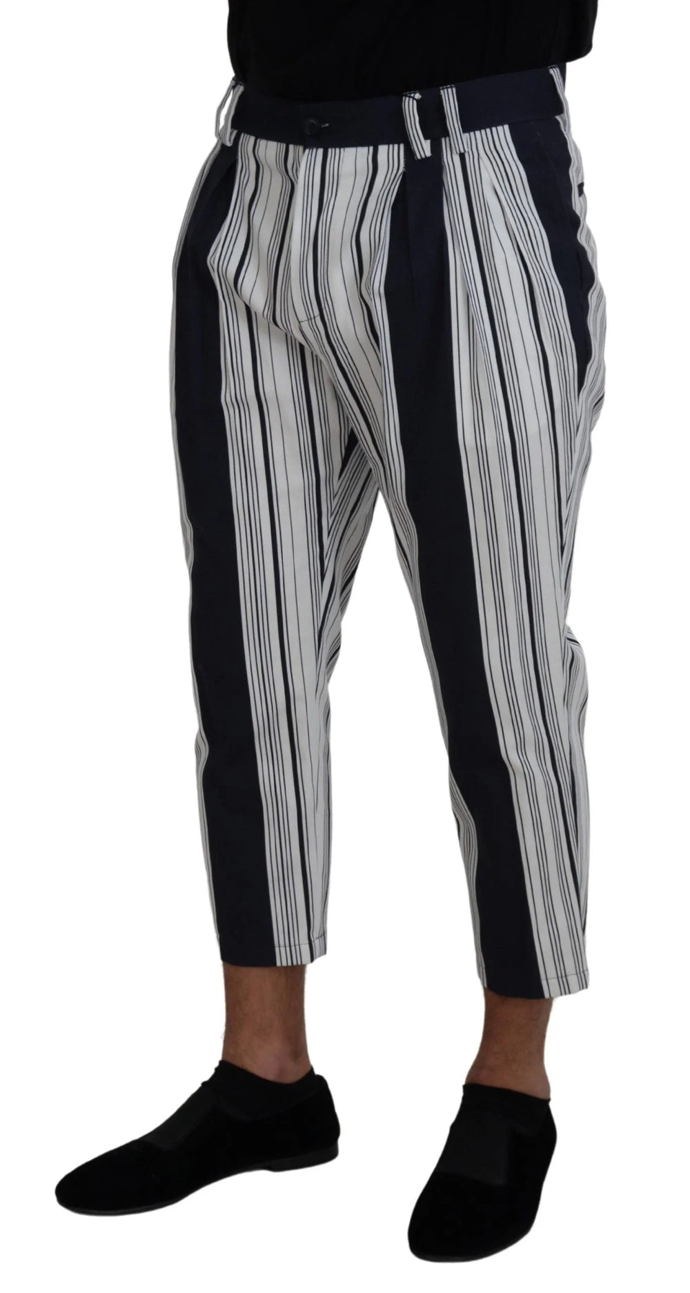 Dolce & Gabbana White Cotton Striped Cropped Pants - IT46 | S - Trousers