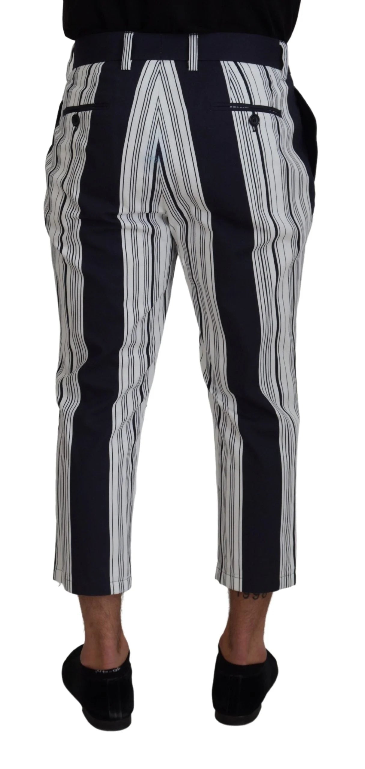 Dolce & Gabbana White Cotton Striped Cropped Pants - IT46 | S - Trousers