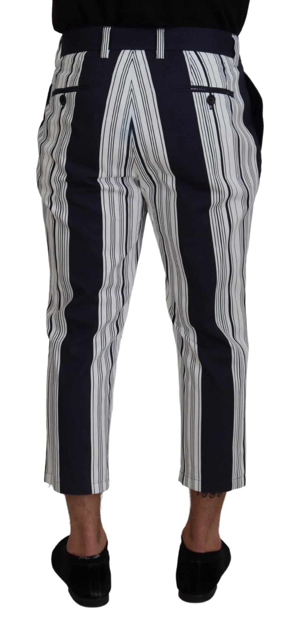Dolce & Gabbana White Cotton Striped Cropped Pants - IT46 | S - Trousers