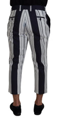 Dolce & Gabbana White Cotton Striped Cropped Pants - IT46 | S - Trousers
