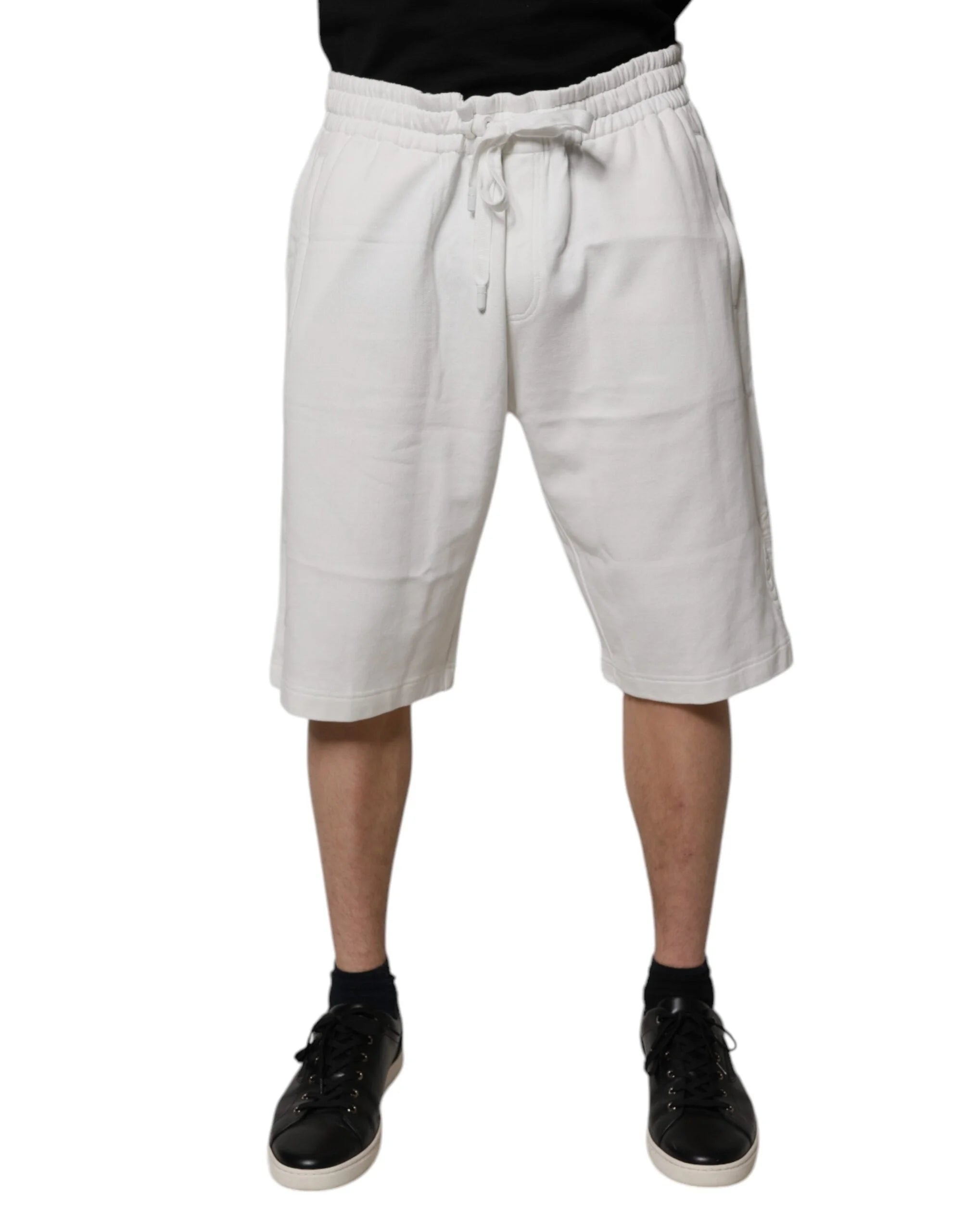 Dolce & Gabbana White Cotton Sweatshorts Men Bermuda Shorts - IT58 | XXL - Bermudas