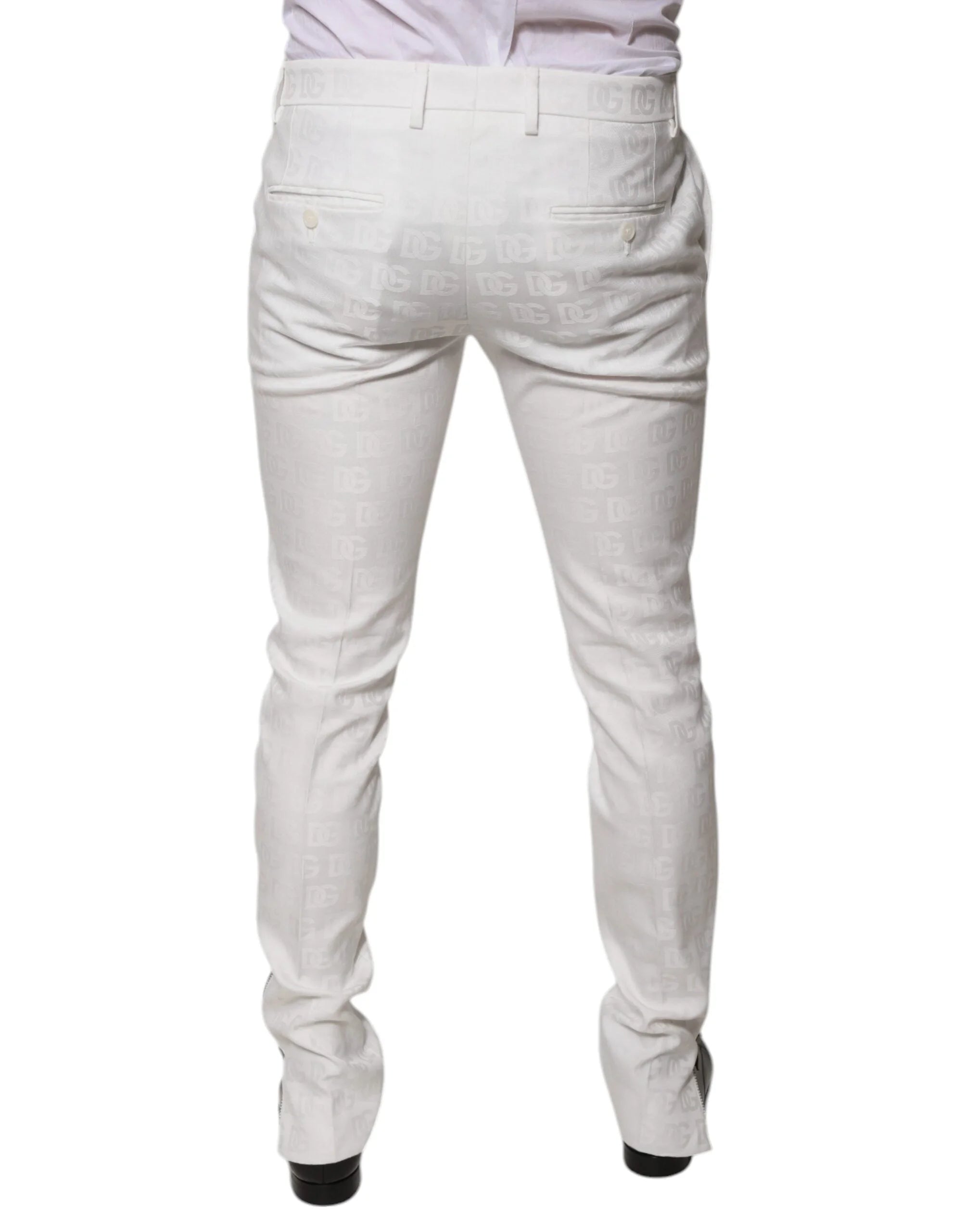 Dolce & Gabbana White Cotton Tapered Formal Dress Pants - IT48 | M - Trousers