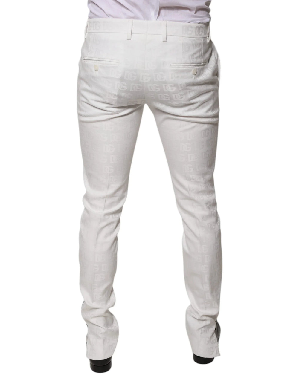 Dolce & Gabbana White Cotton Tapered Formal Dress Pants - IT48 | M - Trousers