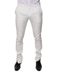 Dolce & Gabbana White Cotton Tapered Formal Dress Pants - IT48 | M - Trousers