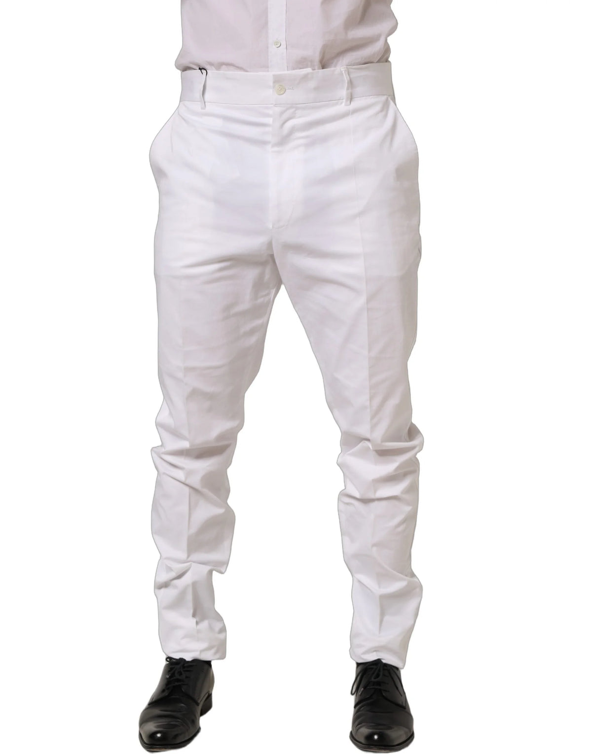 Dolce & Gabbana White Cotton Tapered Leg Dress Trouser Pants - IT52 | XL