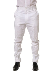 Dolce & Gabbana White Cotton Tapered Leg Dress Trouser Pants - IT52 | XL