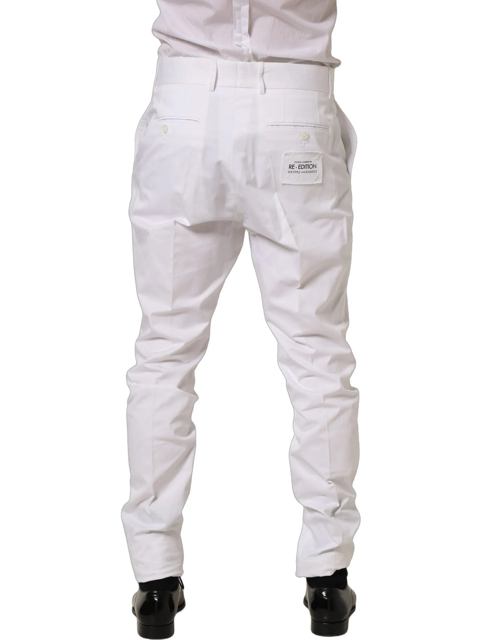 Dolce & Gabbana White Cotton Tapered Leg Dress Trouser Pants - IT52 | XL