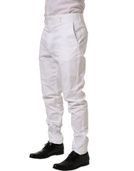 Dolce & Gabbana White Cotton Tapered Leg Dress Trouser Pants - IT52 | XL