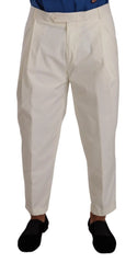 Dolce & Gabbana White Cotton Tapered Men Trouser Dress Pants - IT50 | L - Trousers