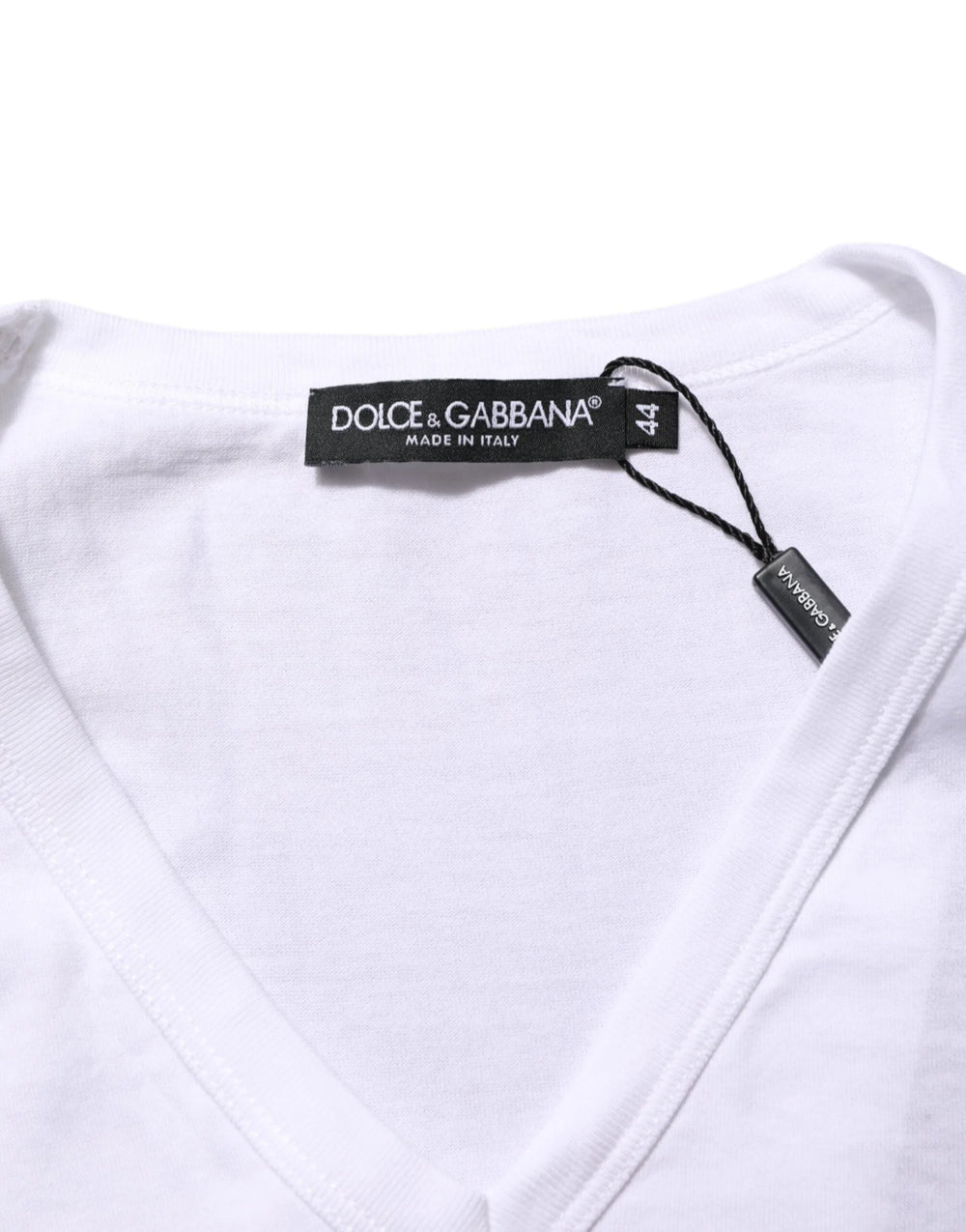 Dolce & Gabbana White Cotton V-Neck Short Sleeves T-shirt - IT58 | 3XL