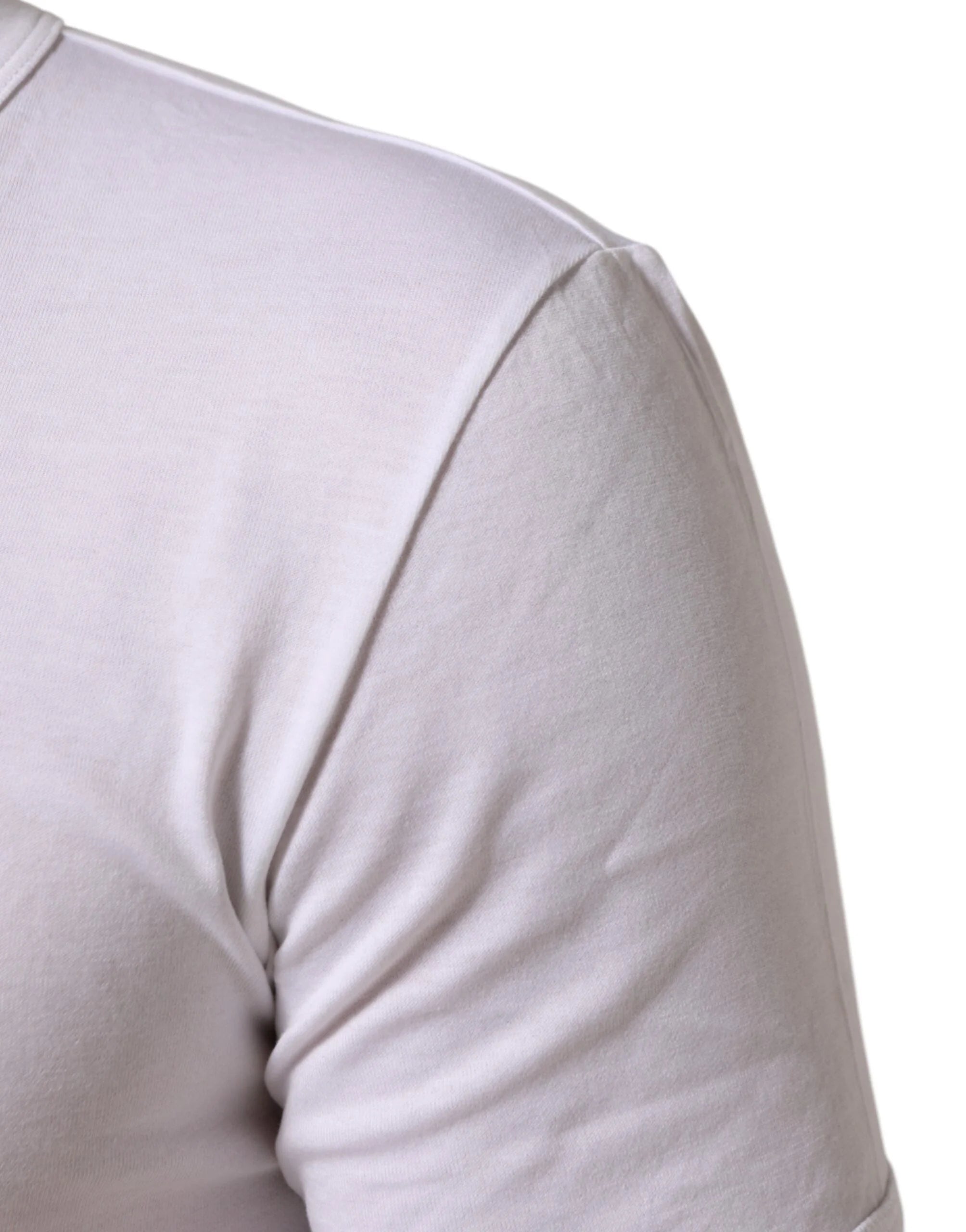 Dolce & Gabbana White Cotton V-Neck Short Sleeves T-shirt - IT58 | 3XL