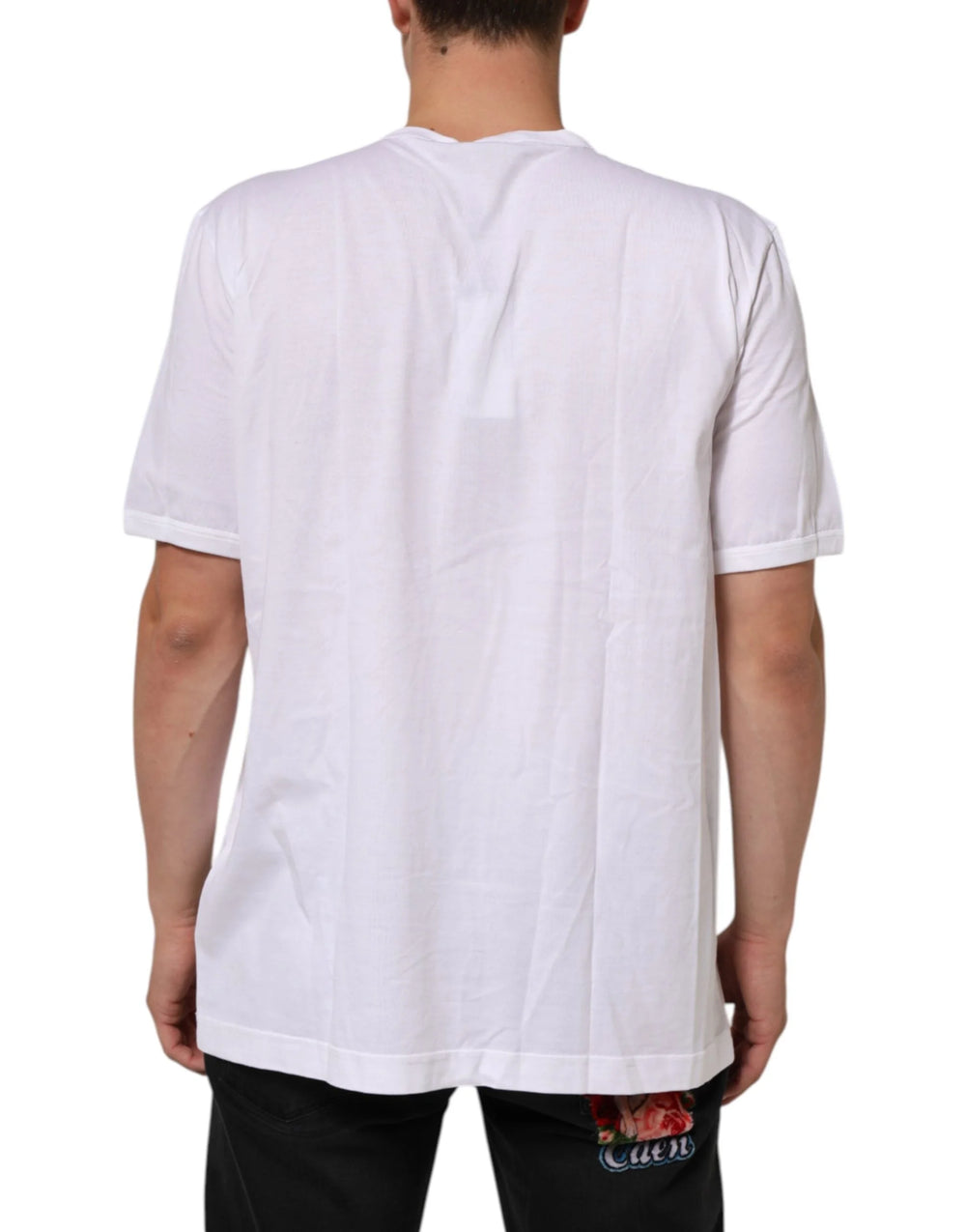 Dolce & Gabbana White Cotton V-Neck Short Sleeves T-shirt - IT60 | 3XL