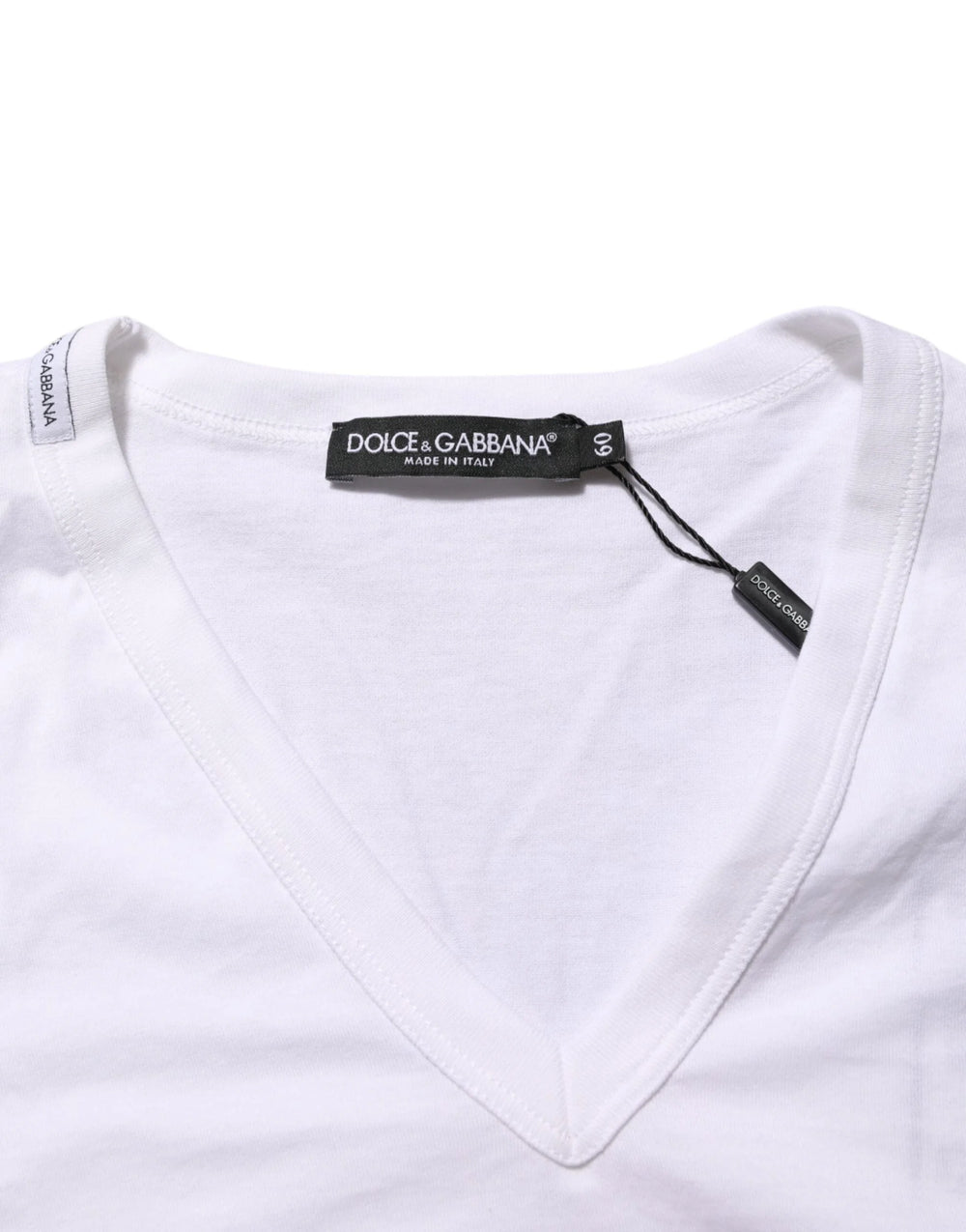 Dolce & Gabbana White Cotton V-Neck Short Sleeves T-shirt - IT60 | 3XL