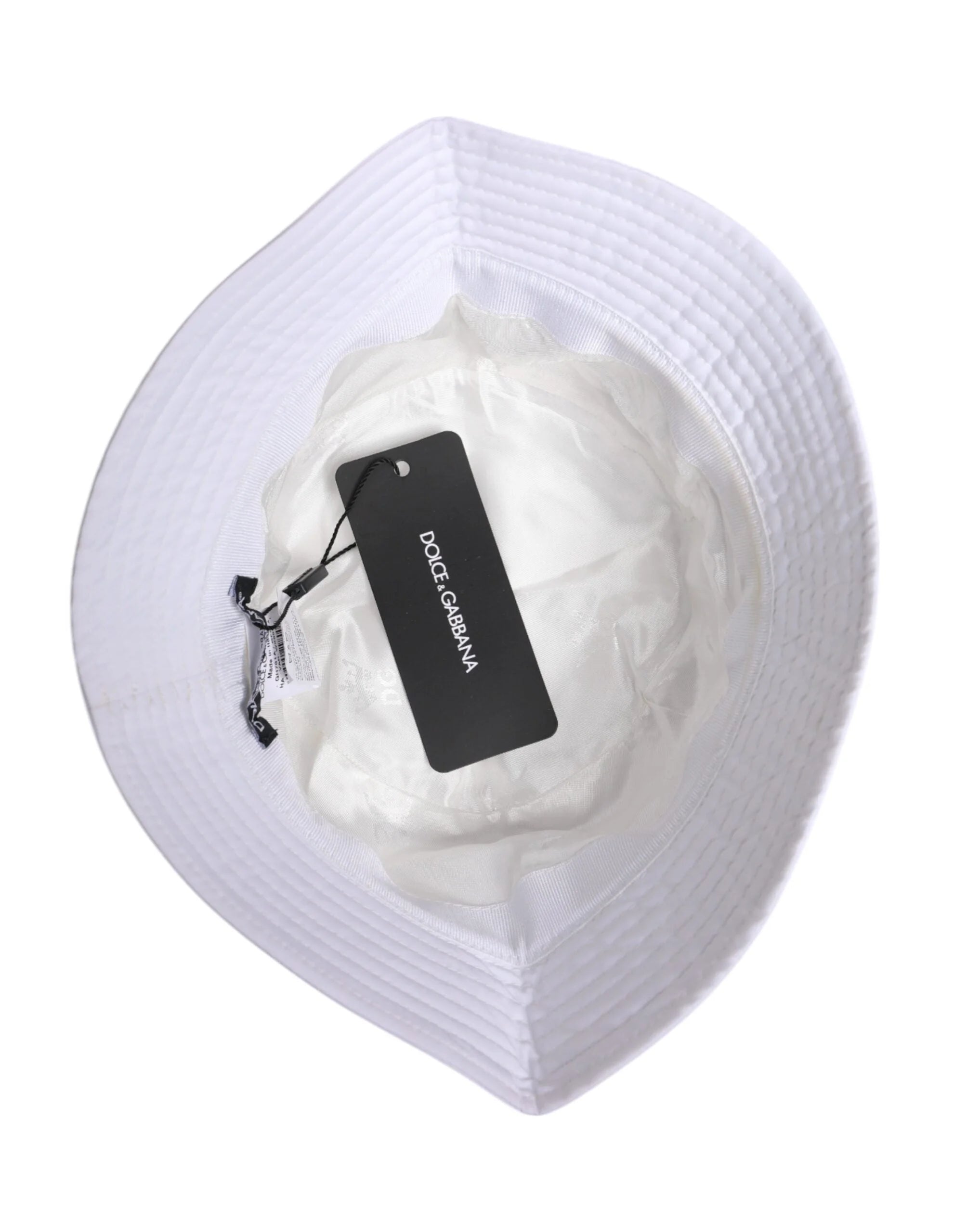 Dolce & Gabbana White Cotton Wide Brim Bucket Hat - 59 cm|L - Bucket Hats