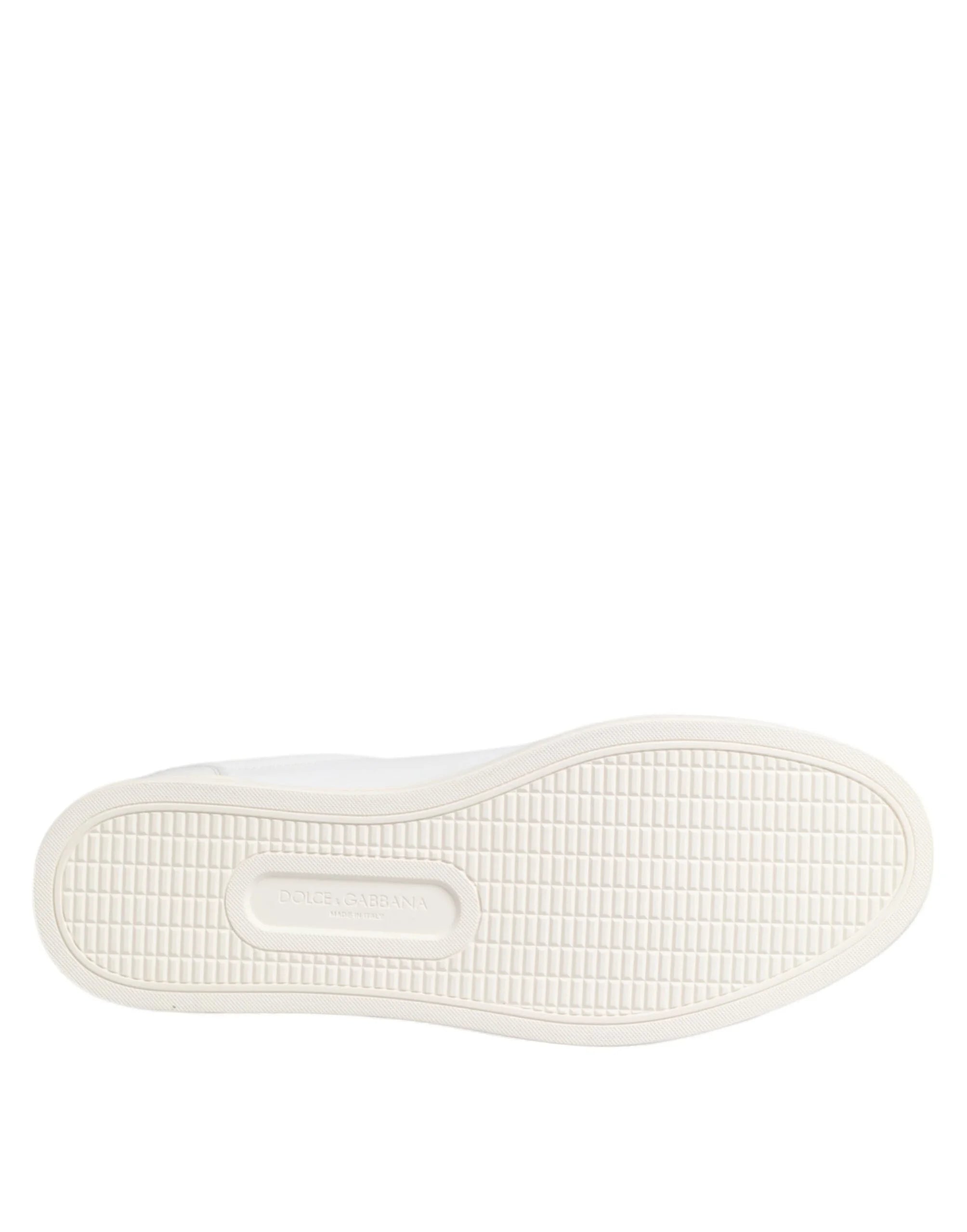 Dolce & Gabbana White Crown Bee Leather Low Top Sneakers Shoes - EU42/US9