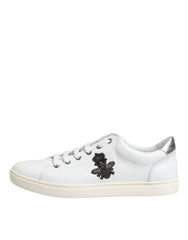 Dolce & Gabbana White Crown Bee Leather Low Top Sneakers Shoes - EU42/US9