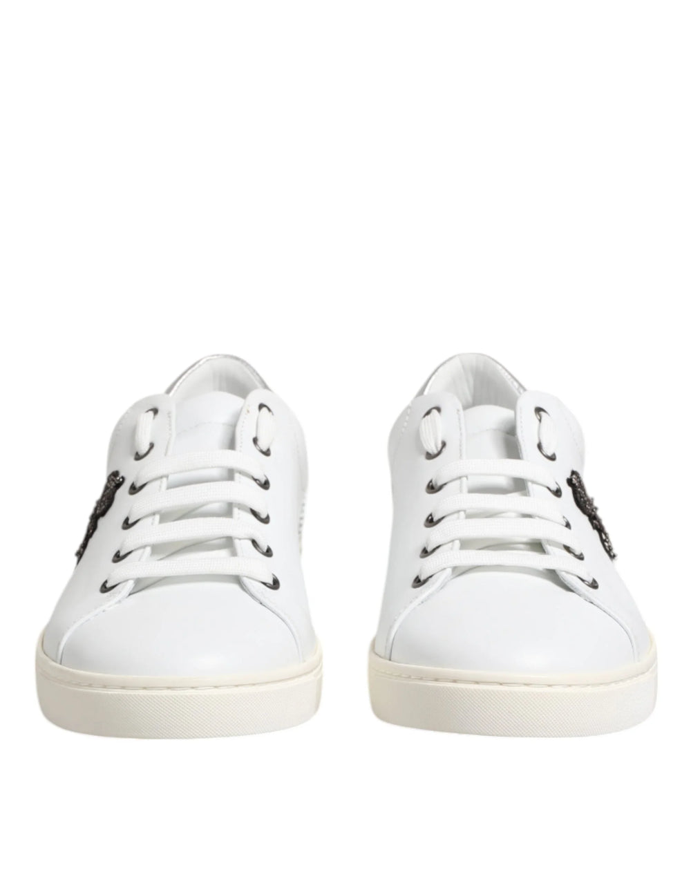 Dolce & Gabbana White Crown Bee Leather Low Top Sneakers Shoes - EU42/US9