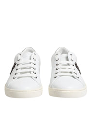 Dolce & Gabbana White Crown Bee Leather Low Top Sneakers Shoes - EU42/US9