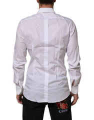 Dolce & Gabbana White Crown Collared GOLD Formal Dress Shirt - IT40 | M
