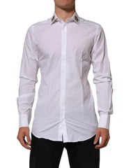 Dolce & Gabbana White Crown Collared GOLD Formal Dress Shirt - IT40 | M