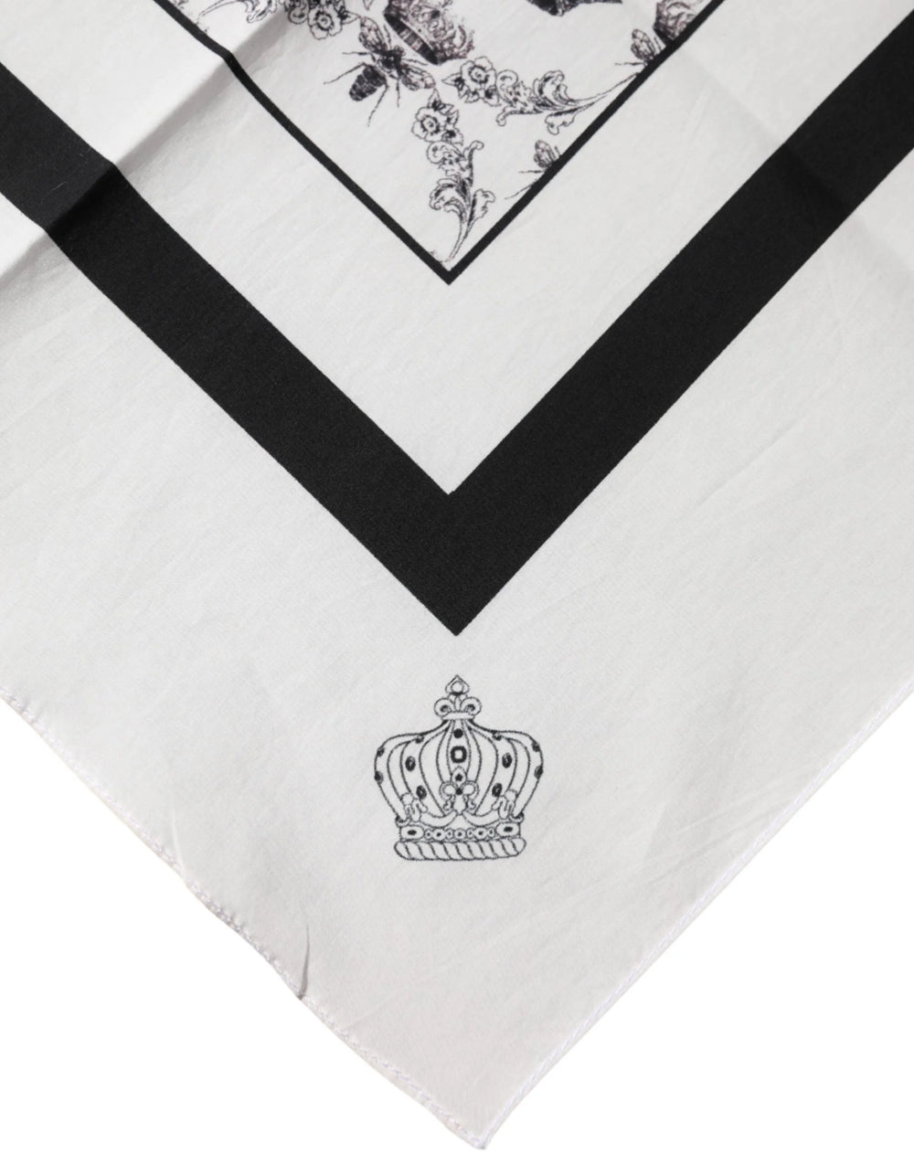 Dolce & Gabbana White Crown Cotton Men Square Foulard Scarf