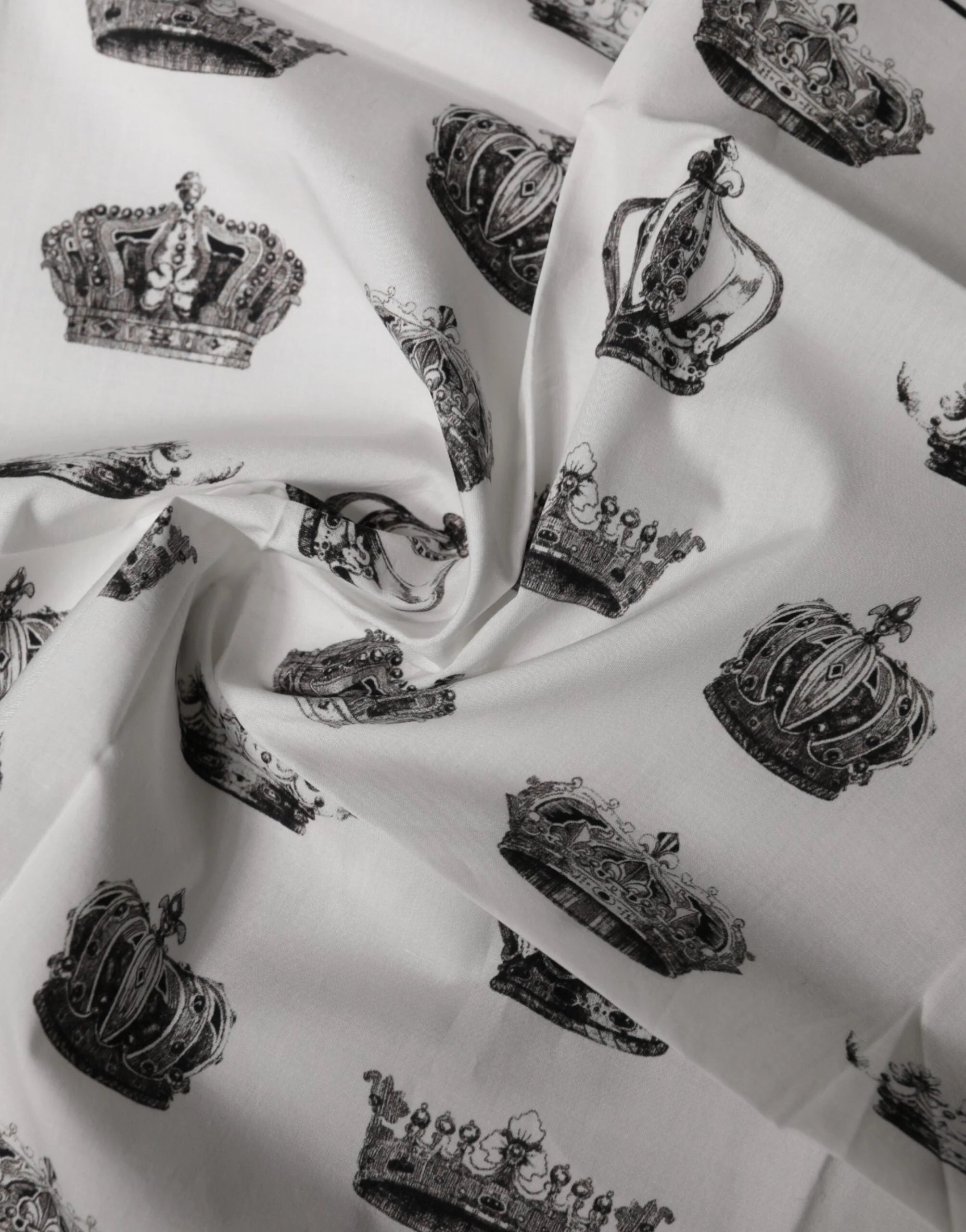 Dolce & Gabbana White Crown Cotton Square Foulard Scarf