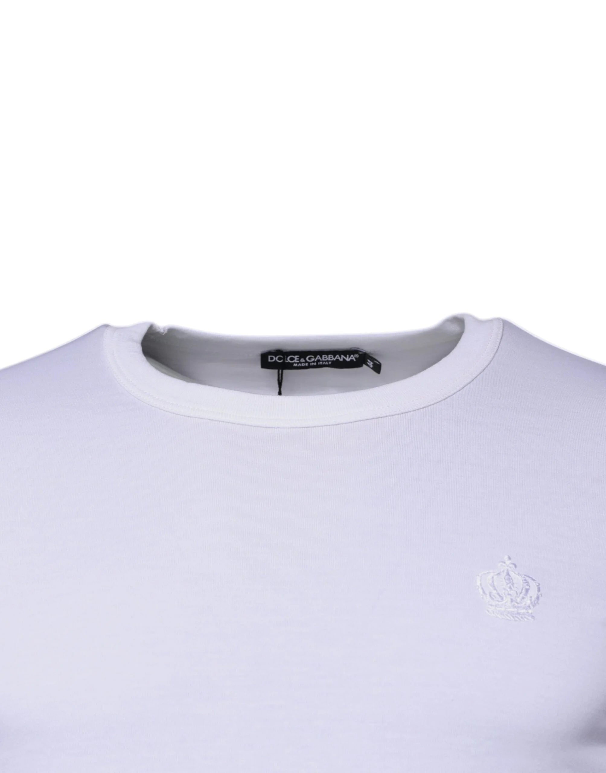 Dolce & Gabbana White Crown Crew Neck Cotton Pullover Sweater - IT44 | XS - Sweaters