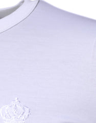 Dolce & Gabbana White Crown Crew Neck Cotton Pullover Sweater - IT44 | XS - Sweaters