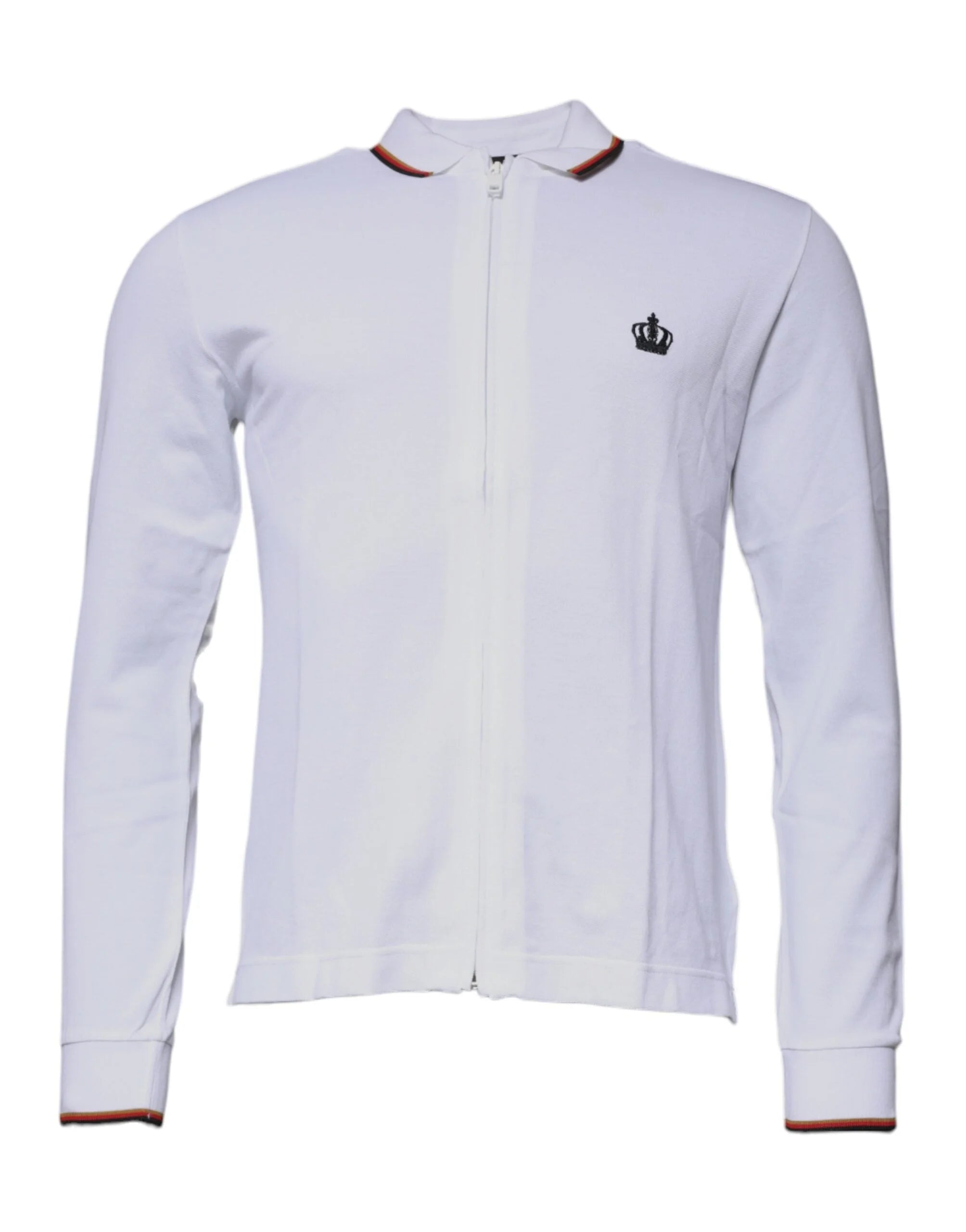 Dolce & Gabbana White Crown Men Full Zip Sweatshirt Sweater - IT44 | XS - Sweatshirts