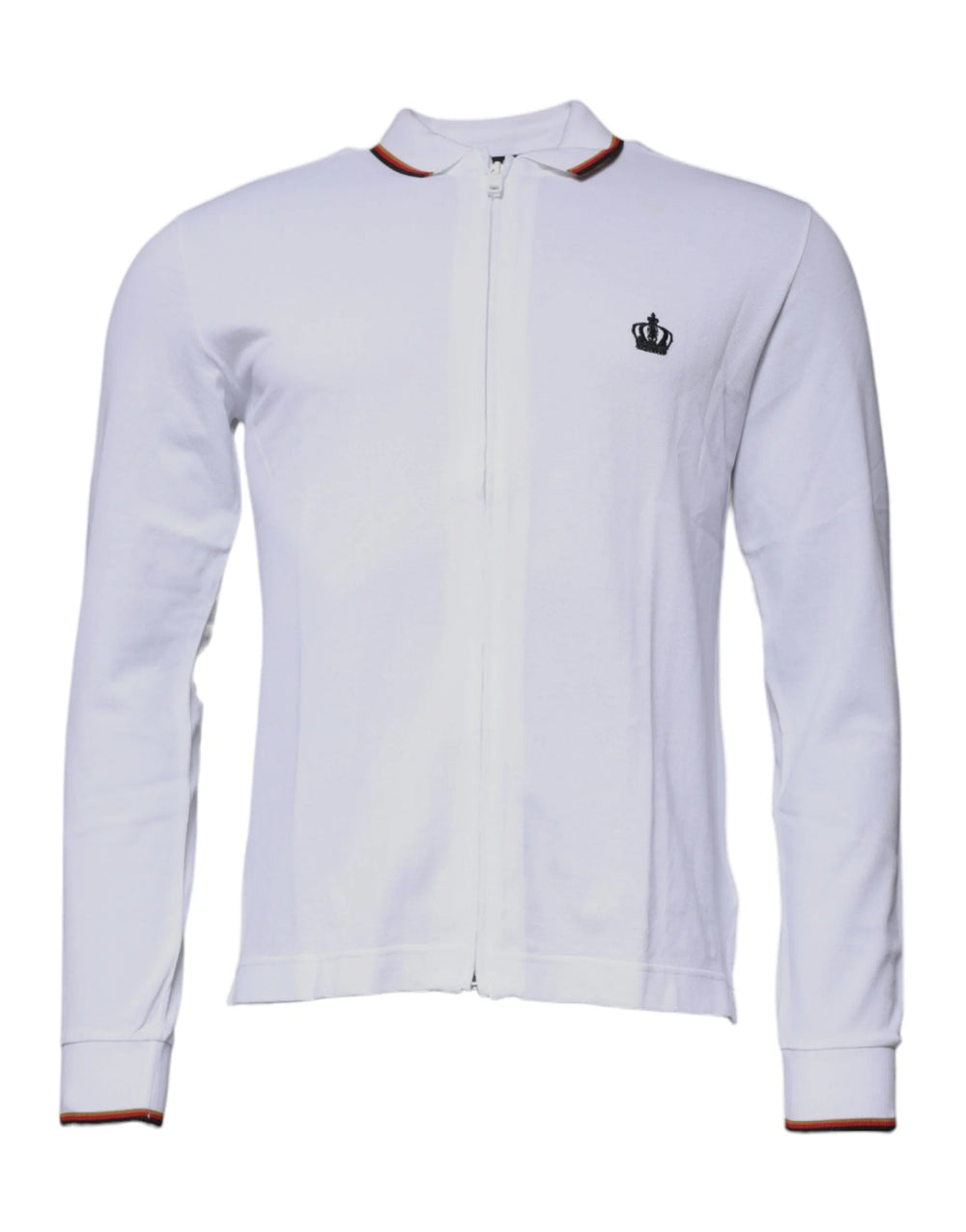 Dolce & Gabbana White Crown Men Full Zip Sweatshirt Sweater - IT44 | XS - Sweatshirts