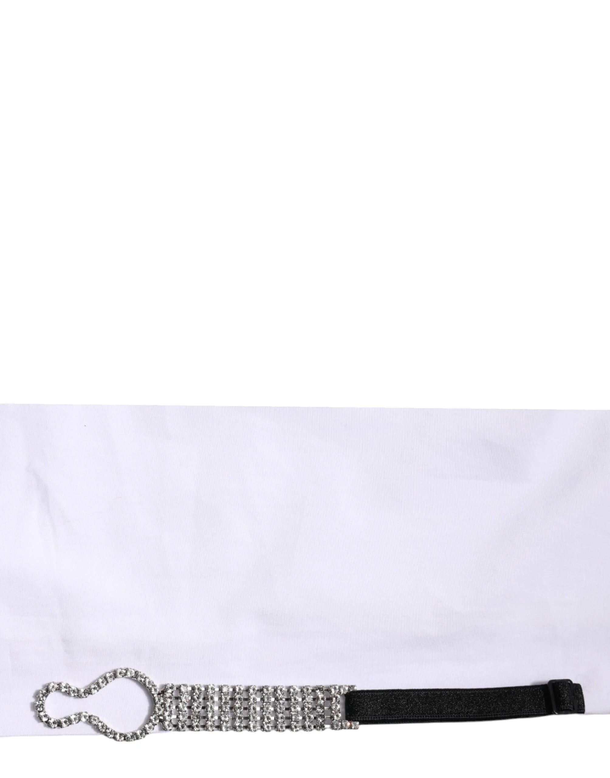 Dolce & Gabbana White Crystal Embellished Collared Shirt Top - IT38 | XS - Shirts