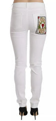 Dolce & Gabbana White Crystal Embellished Skinny Jeans - IT36 | XS - Jeans
