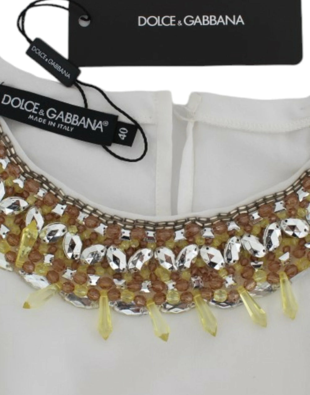 Dolce & Gabbana White crystal embellished tank top - IT40|S - Tank Tops