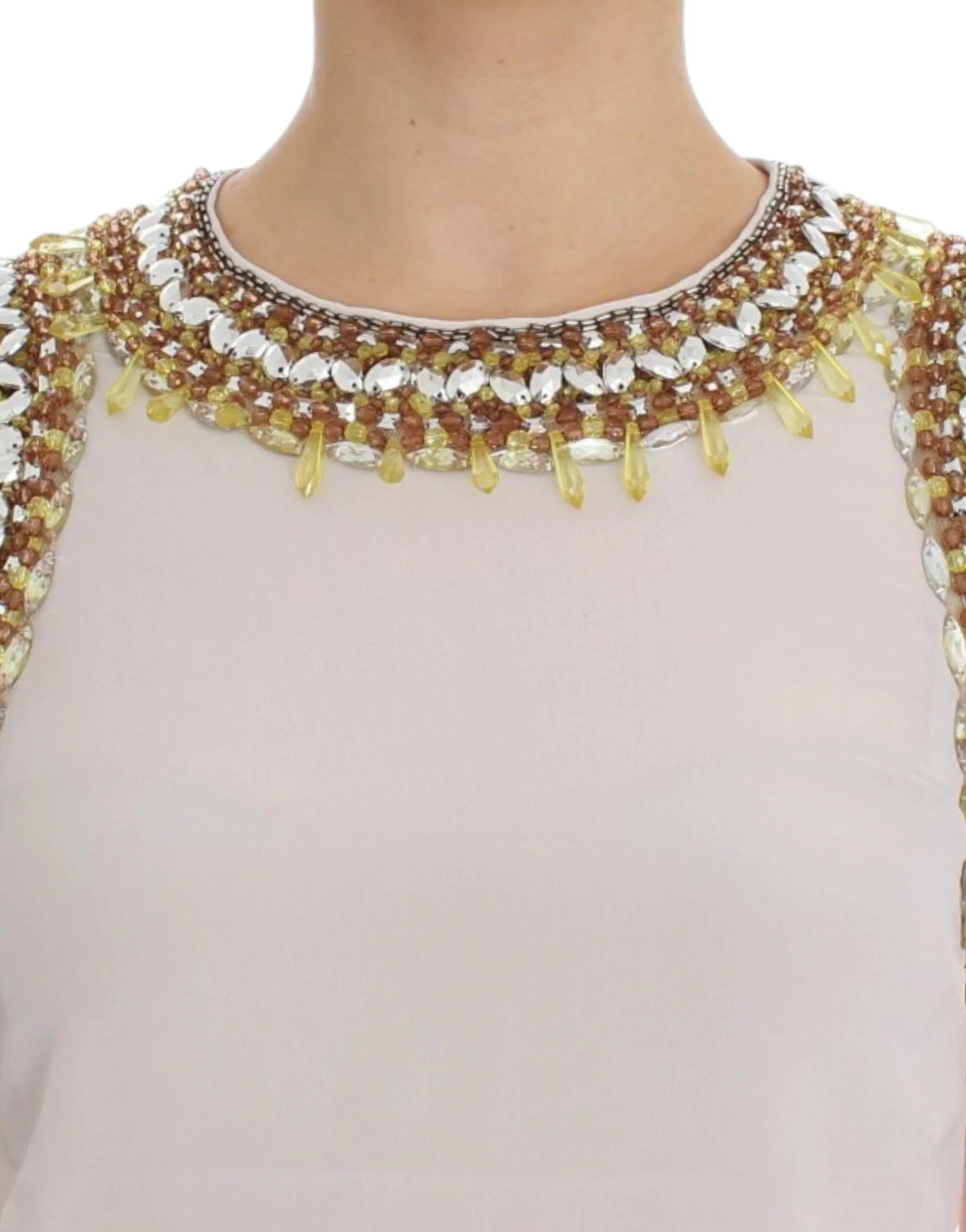 Dolce & Gabbana White crystal embellished tank top - IT40|S - Tank Tops