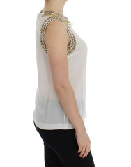 Dolce & Gabbana White crystal embellished tank top - IT40|S - Tank Tops