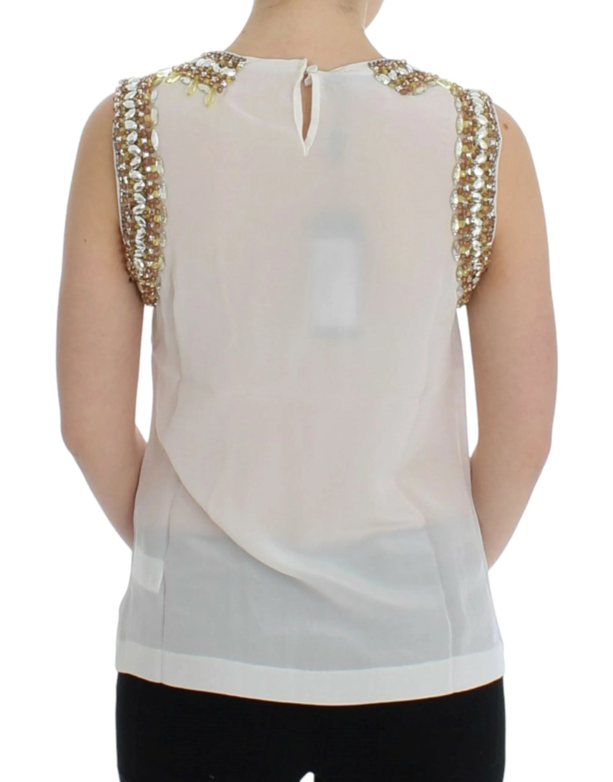 Dolce & Gabbana White crystal embellished tank top - IT40|S - Tank Tops