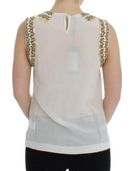 Dolce & Gabbana White crystal embellished tank top - IT40|S - Tank Tops