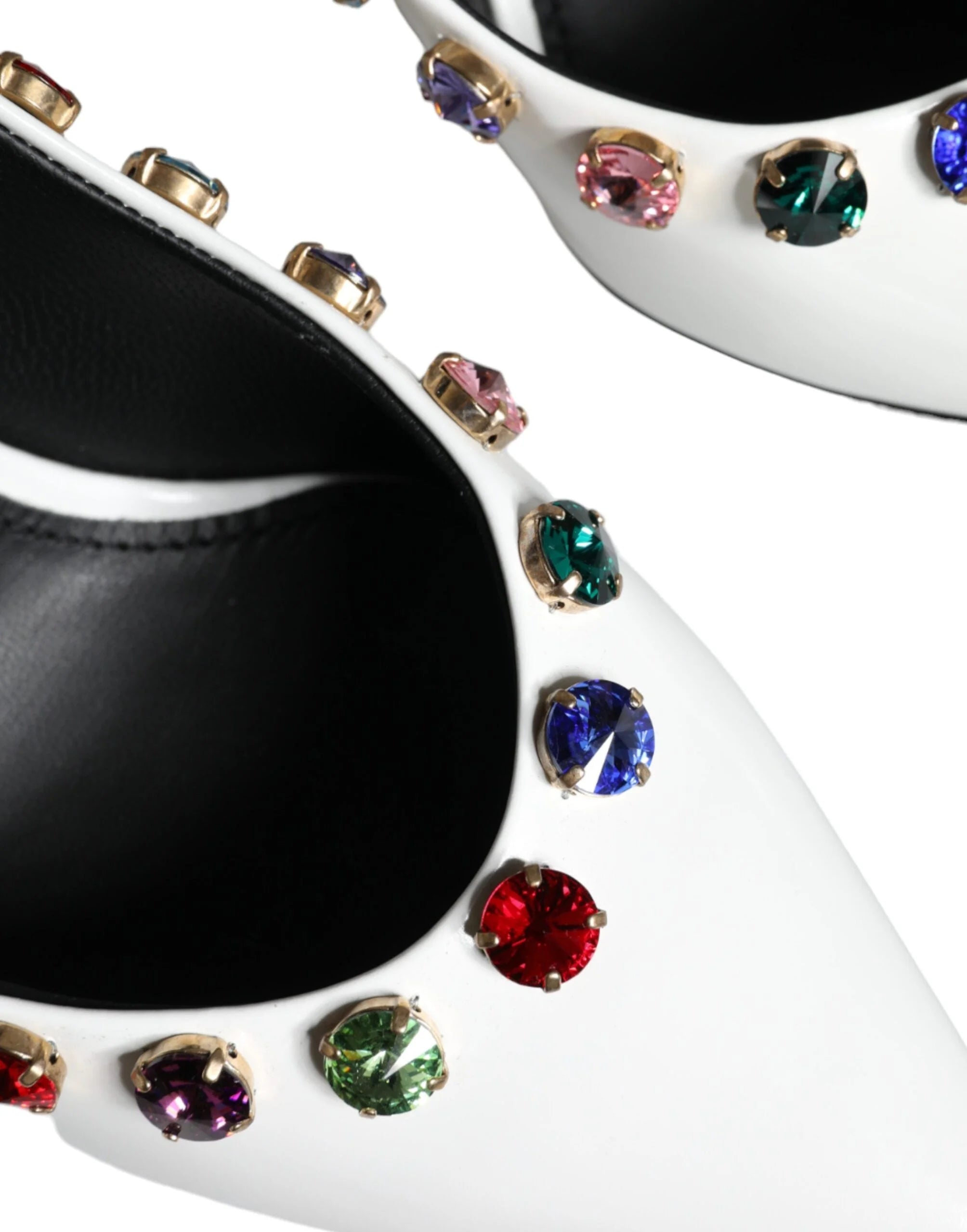 Dolce & Gabbana White Crystal Leather High Heels Pumps Shoes - EU39/US8.5 - Heels