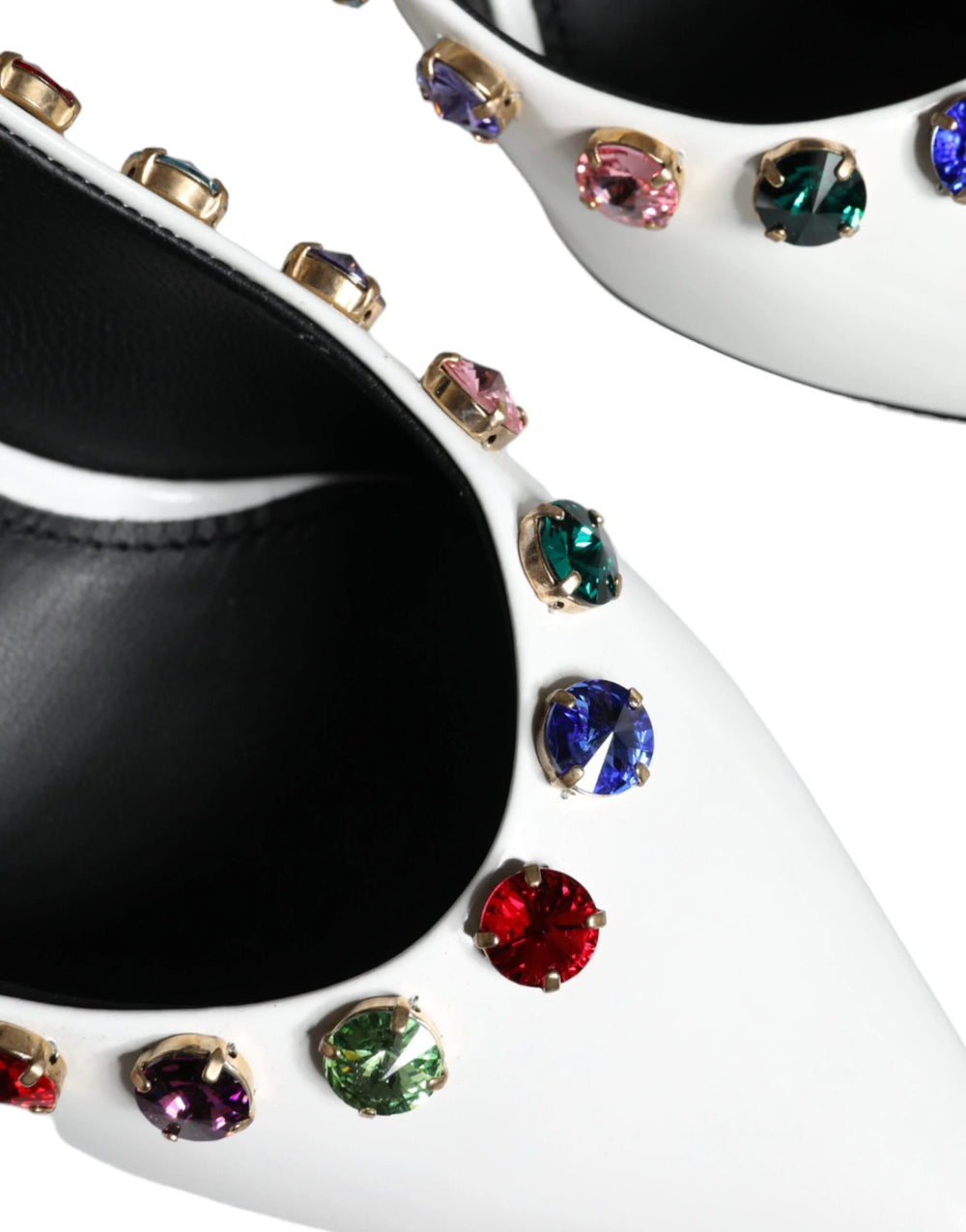 Dolce & Gabbana White Crystal Leather High Heels Pumps Shoes - EU39/US8.5 - Heels