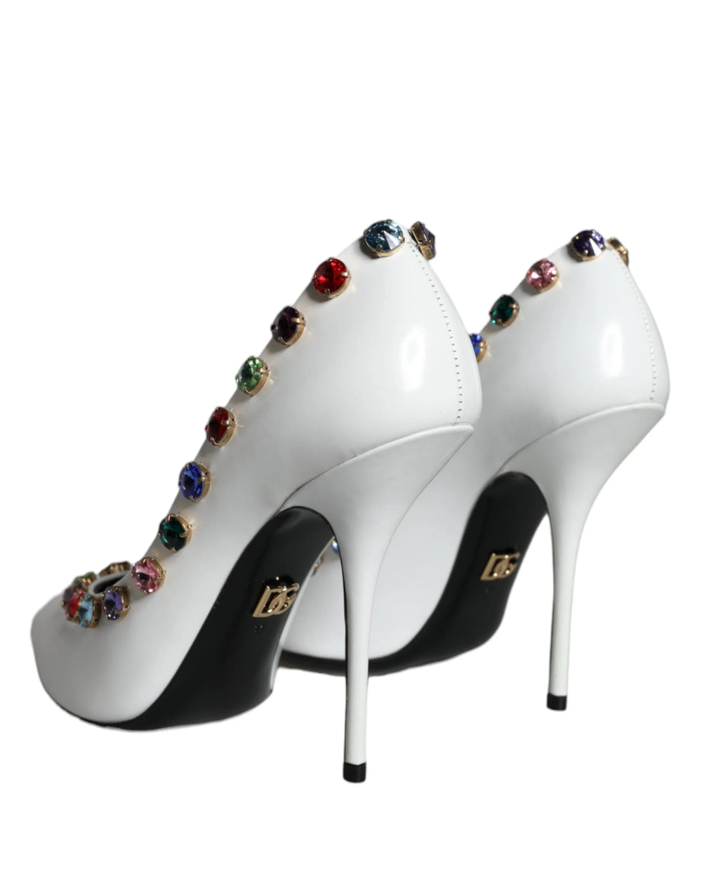 Dolce & Gabbana White Crystal Leather High Heels Pumps Shoes - EU39/US8.5 - Heels