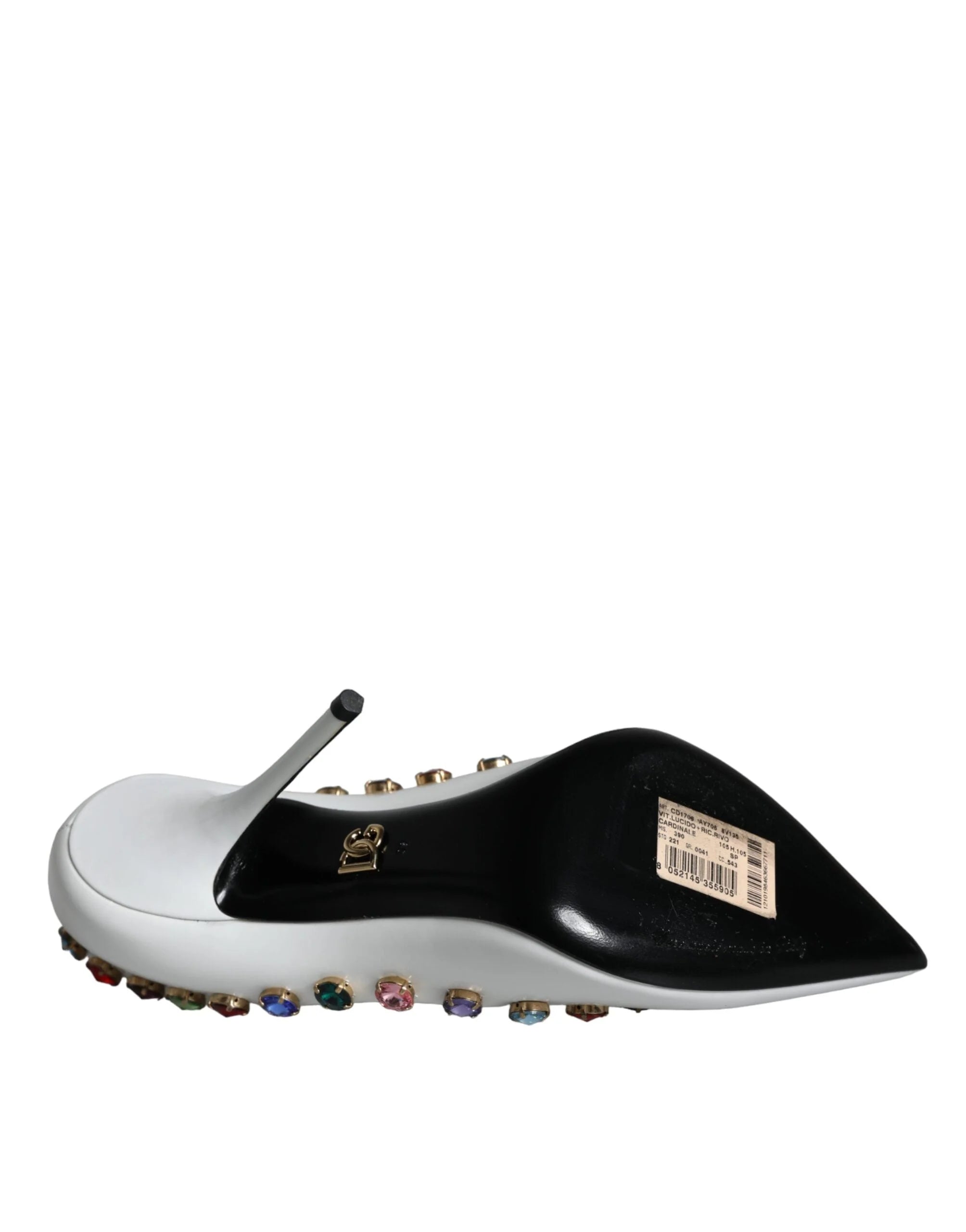 Dolce & Gabbana White Crystal Leather High Heels Pumps Shoes - EU39/US8.5 - Heels