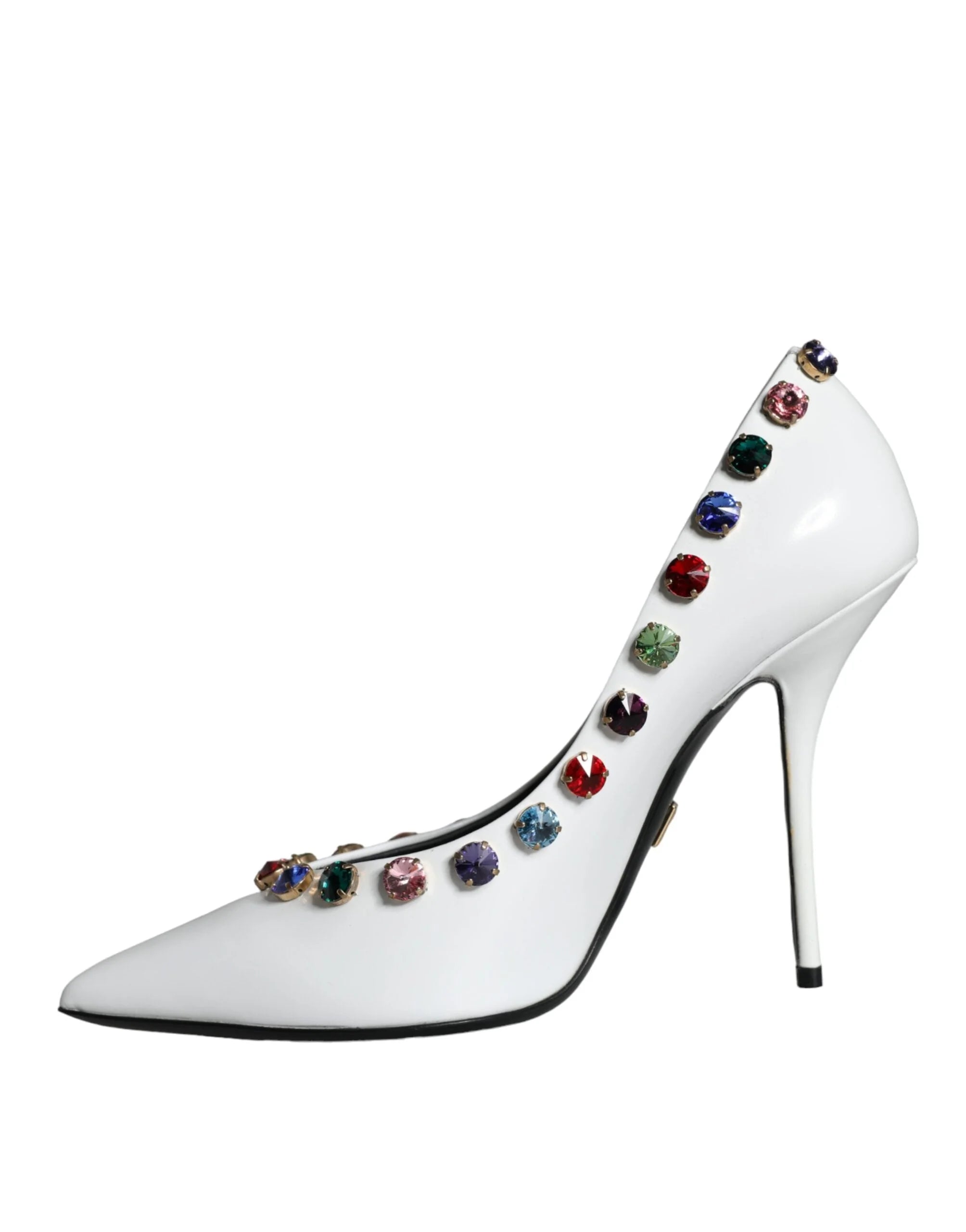 Dolce & Gabbana White Crystal Leather High Heels Pumps Shoes - EU39/US8.5 - Heels