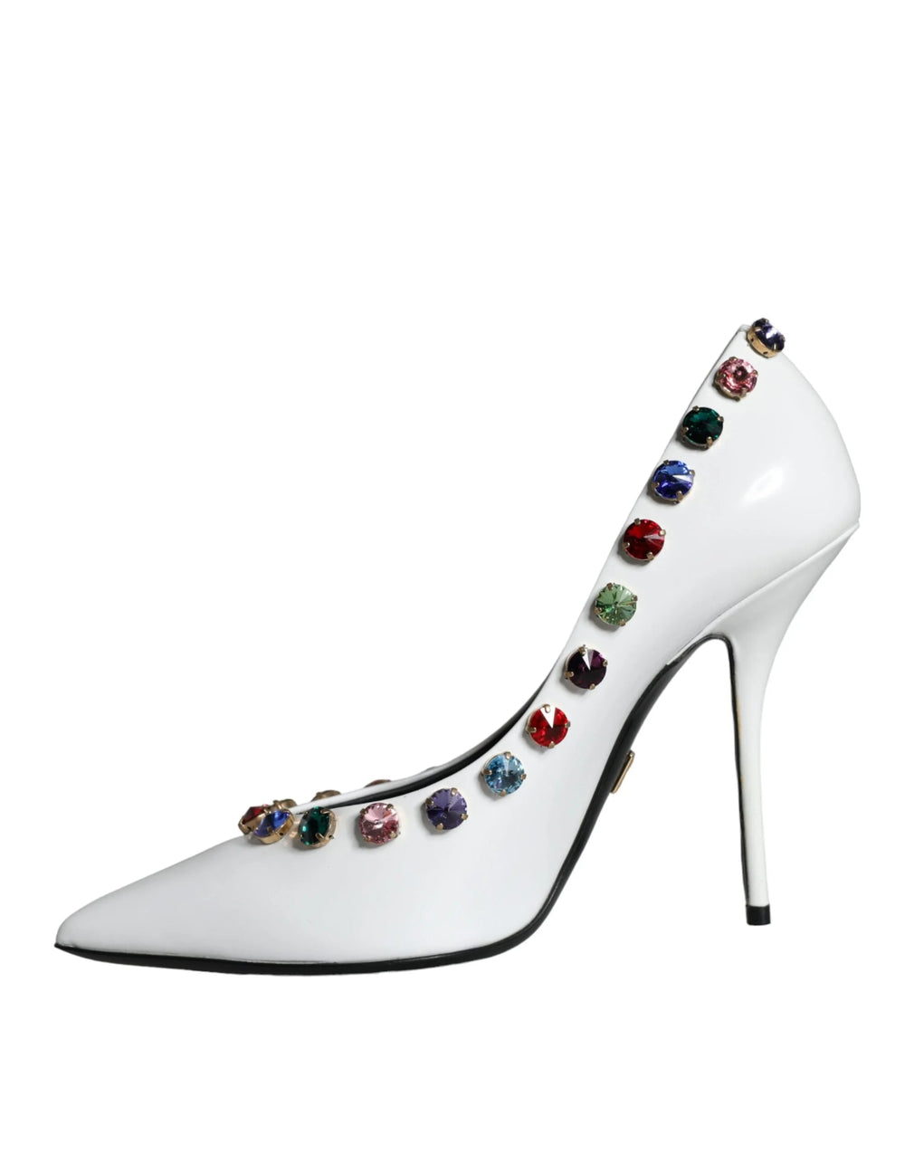 Dolce & Gabbana White Crystal Leather High Heels Pumps Shoes - EU39/US8.5 - Heels