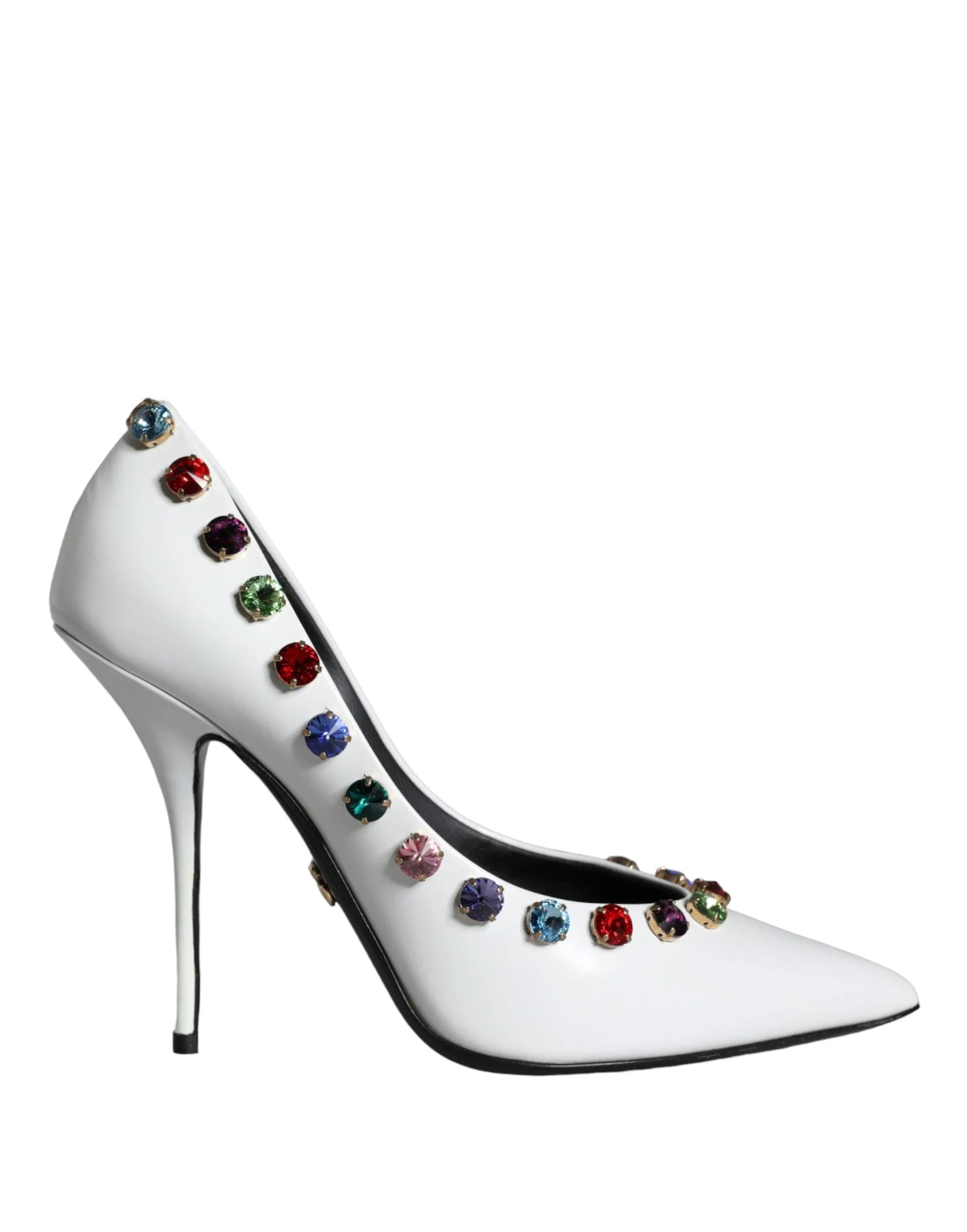 Dolce & Gabbana White Crystal Leather High Heels Pumps Shoes - EU39/US8.5 - Heels