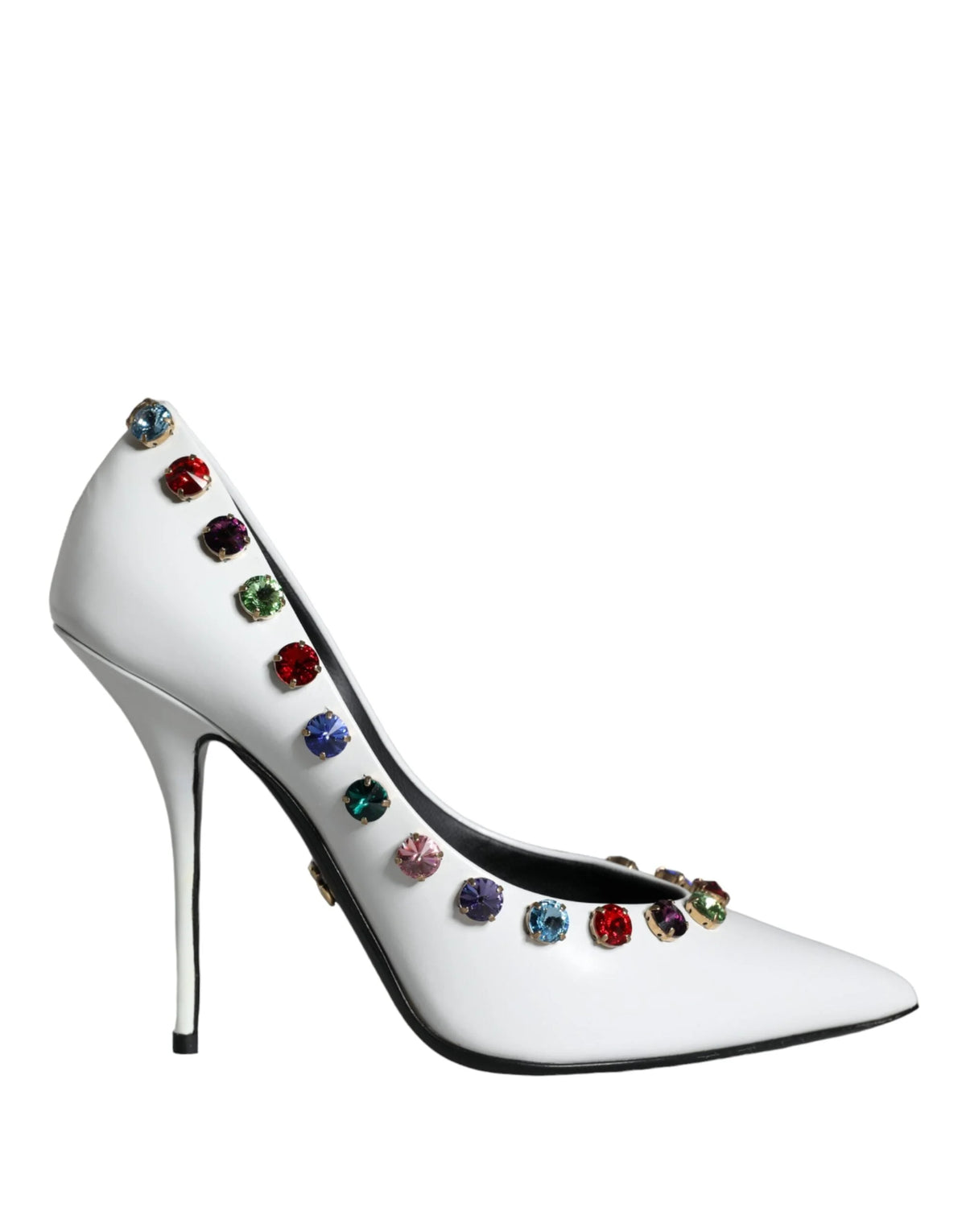 Dolce & Gabbana White Crystal Leather High Heels Pumps Shoes - EU39/US8.5 - Heels