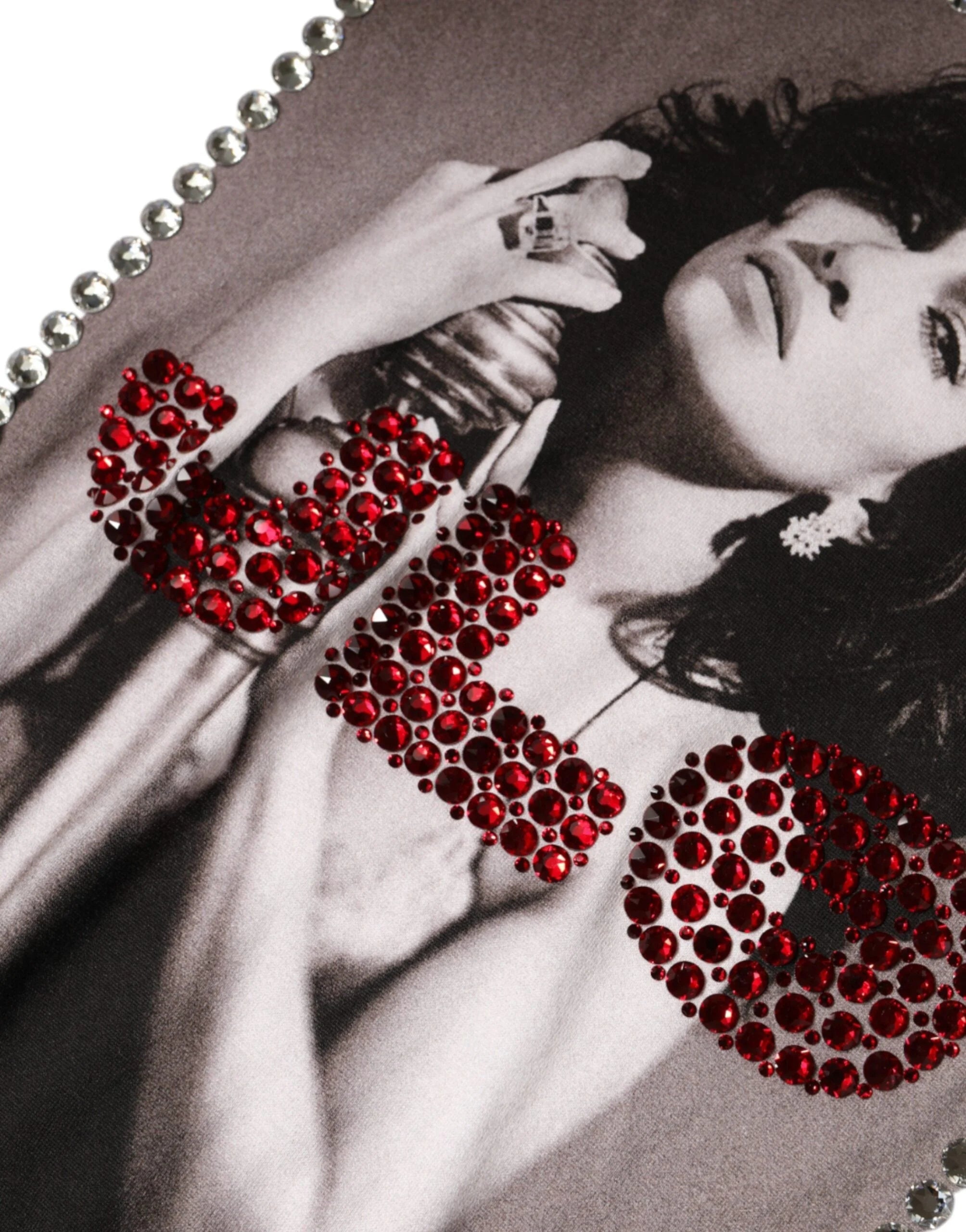 Dolce & Gabbana White Crystal Neckline Embellished Printed T-shirt - IT36 | XS - T-Shirts