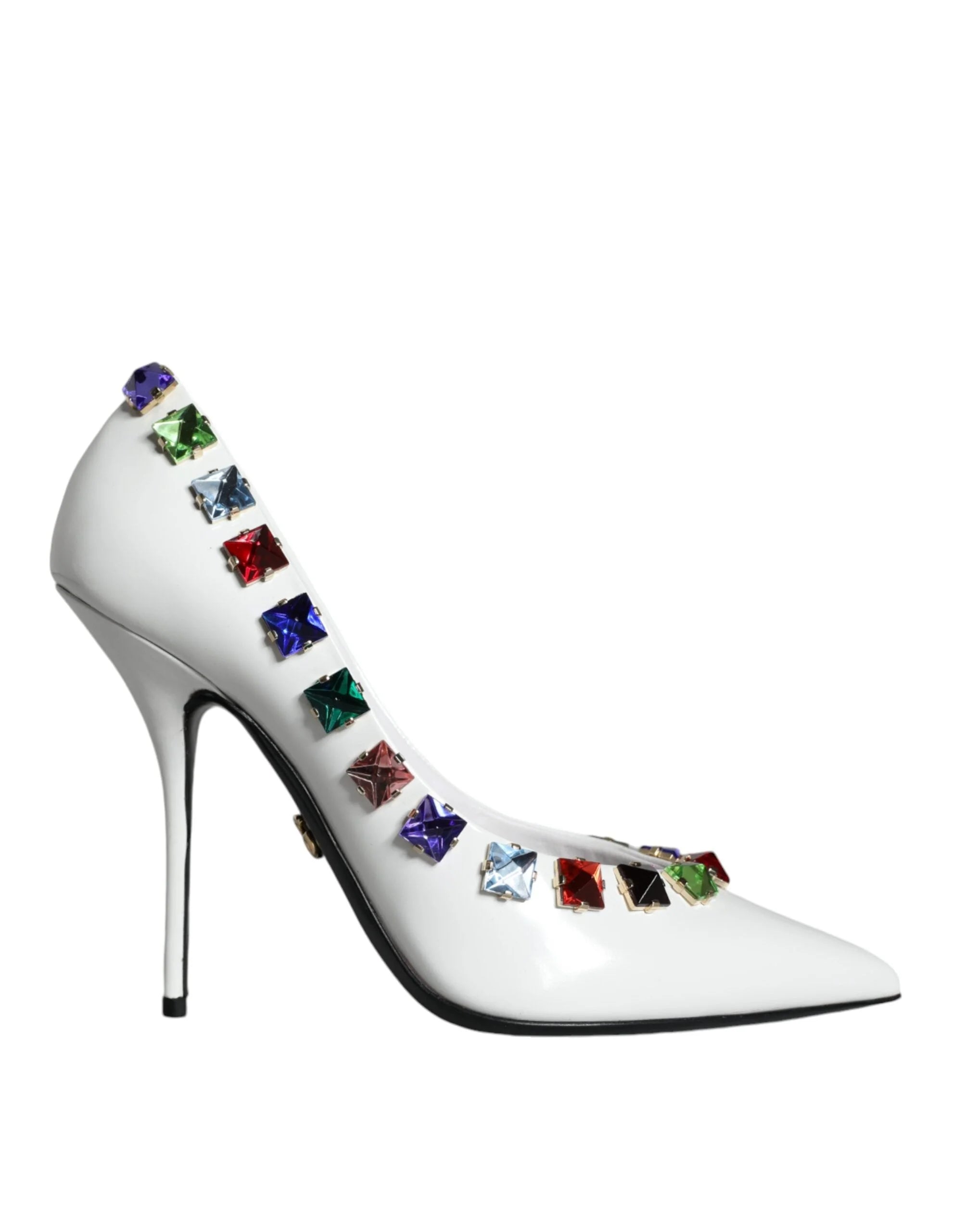 Dolce & Gabbana White Crystals Leather High Heels Pumps Shoes - EU39/US8.5 - Heels