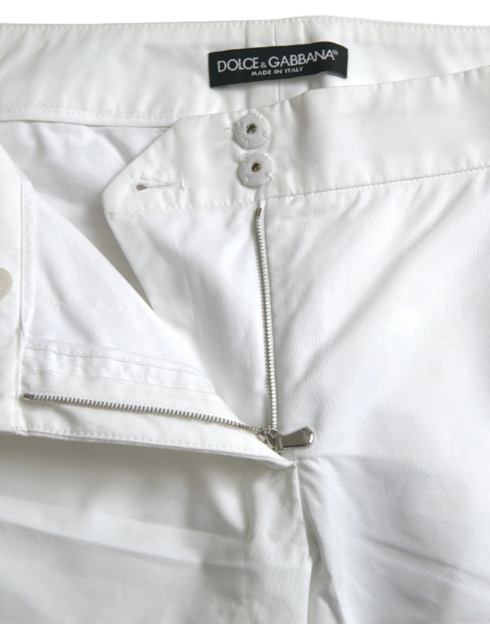 Dolce & Gabbana White Cut Out Cotton Mid Waist Cropped Pants - IT38 | XS - Trousers