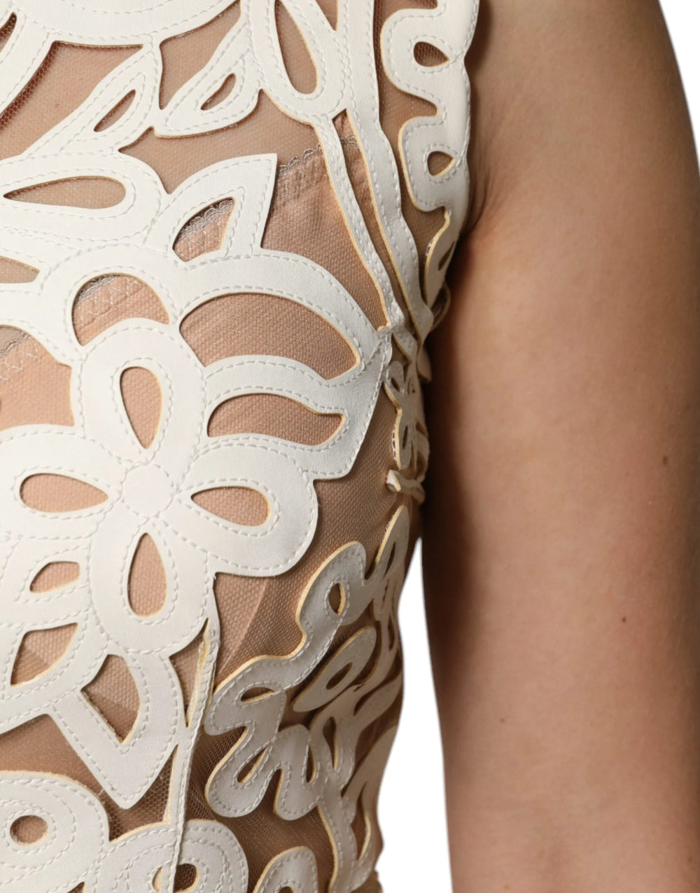 Dolce & Gabbana White Cut Out Leather Sleeveless Midi Dress - IT40|S - Dresses