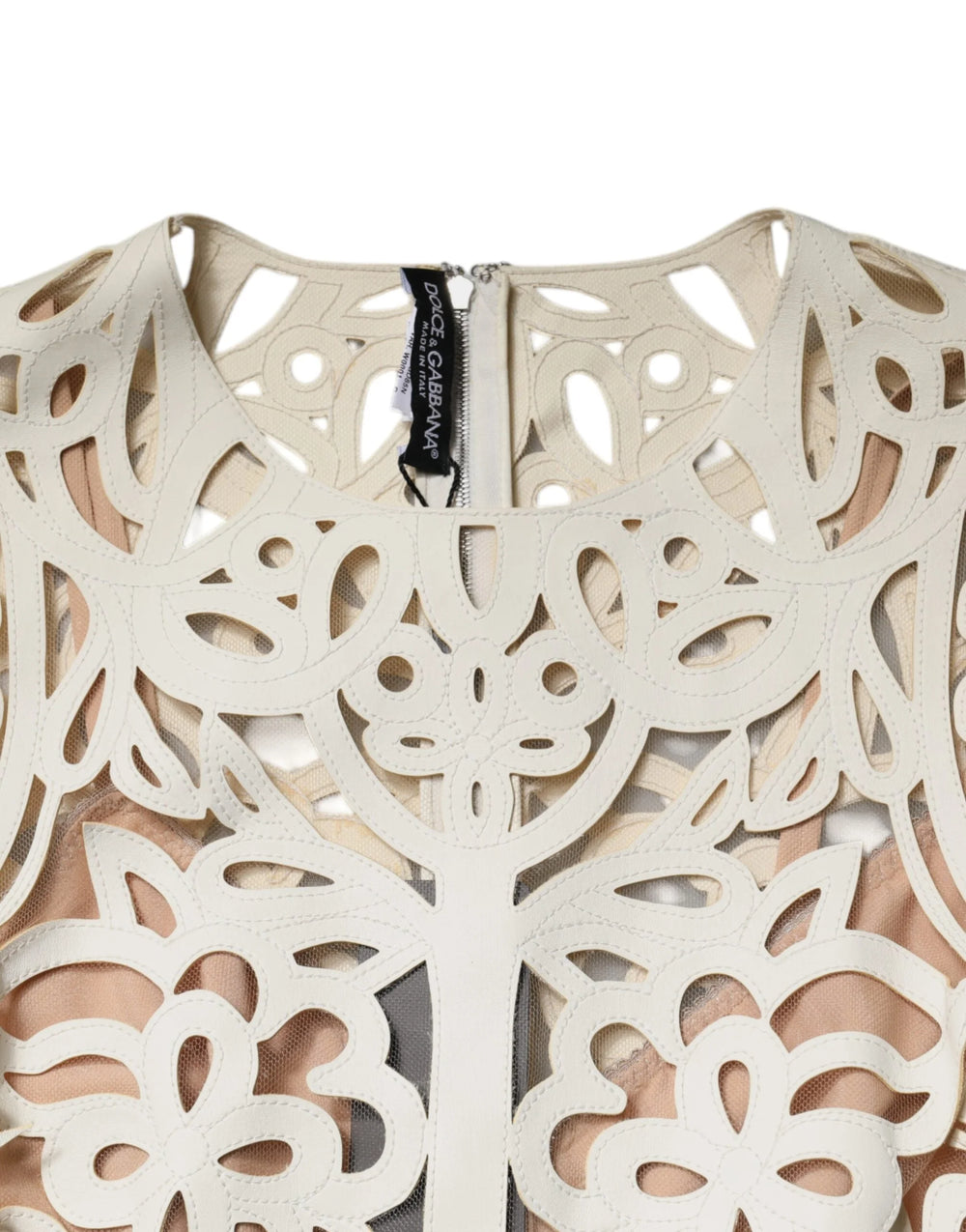 Dolce & Gabbana White Cut Out Leather Sleeveless Midi Dress - IT40|S - Dresses